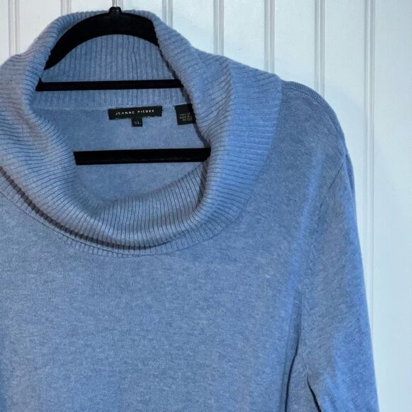 Jeanne Pierre Sweater Women’s XLarge Blue Crowl Neck Front Pockets Cabin Core - Picture 5 of 10